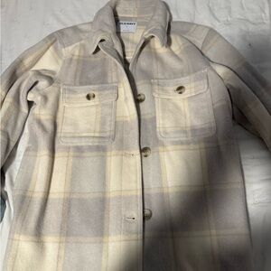 Old Navy Women's Utility Jacket - Cream and Gray Plaid